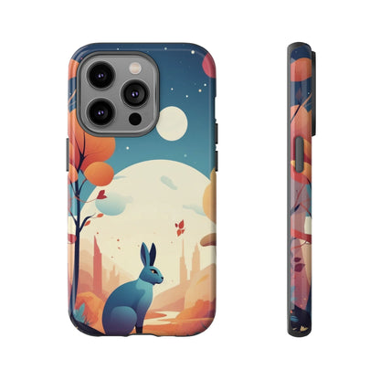 Stylised Blue Hare Design Phone Case - Multicolor Phone Case - iPhone 14 Pro / Glossy