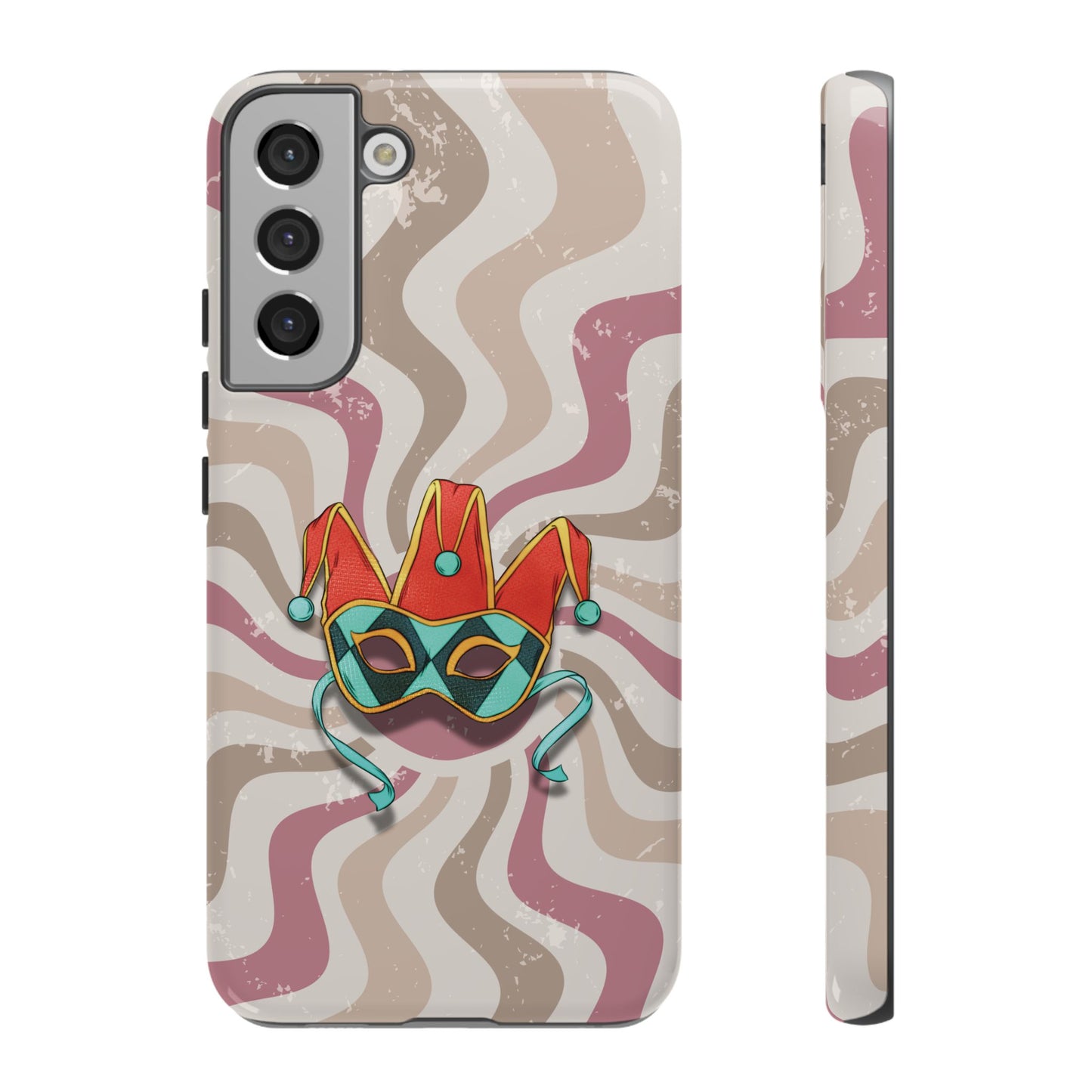 Venetian Jester Mask – Pink Retro Soft Revival Phone Case - Pink Phone Case - Samsung Galaxy S22 Plus / Glossy