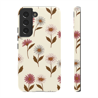Pretty Cream & Rose Daisy Pattern Phone Case
