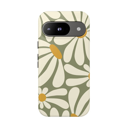 Google Pixel 9 / Glossy Phone Case - ’Retro Green Daisy Pattern #1’ Phone Case