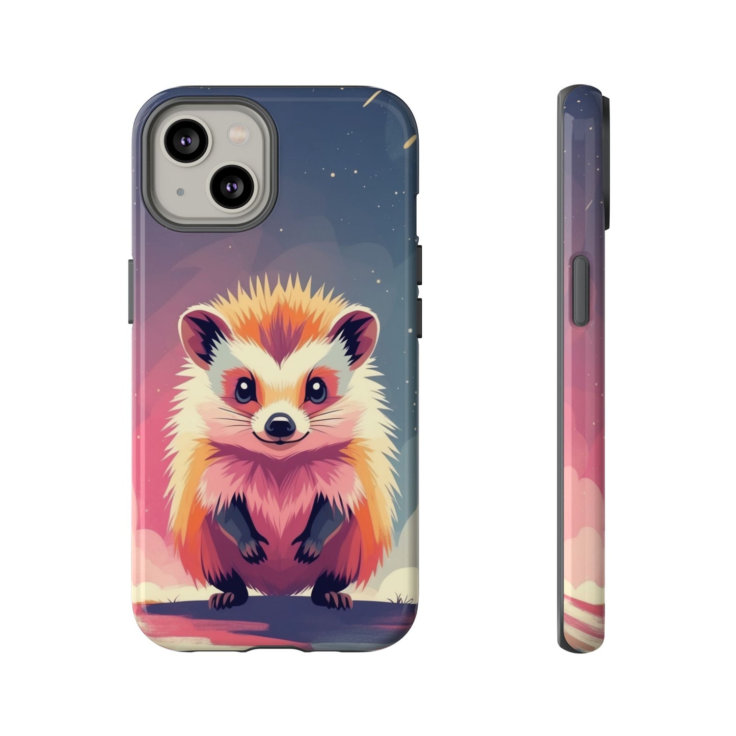 iPhone 14 / Glossy Phone Case - Stylised Hedgehog Design Phone Case