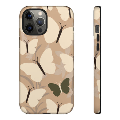 Minimalist Beige Butterfly Pattern Phone Case - Beige Phone Case - iPhone 12 Pro Max / Glossy