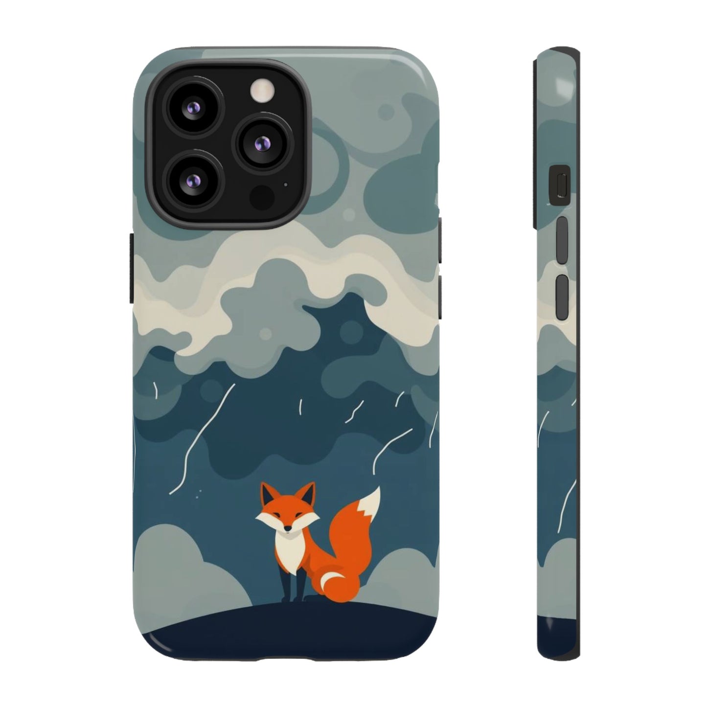 iPhone 13 Pro / Glossy Phone Case - Stormy Fox Design Phone Case
