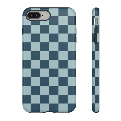 iPhone 8 Plus / Glossy Phone Case - ’Blue Checkered Pattern’ Phone Case