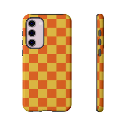 Trendy Orange & Yellow Checked Pattern Phone Case - Orange Phone Case - Samsung Galaxy S23 Plus / Glossy