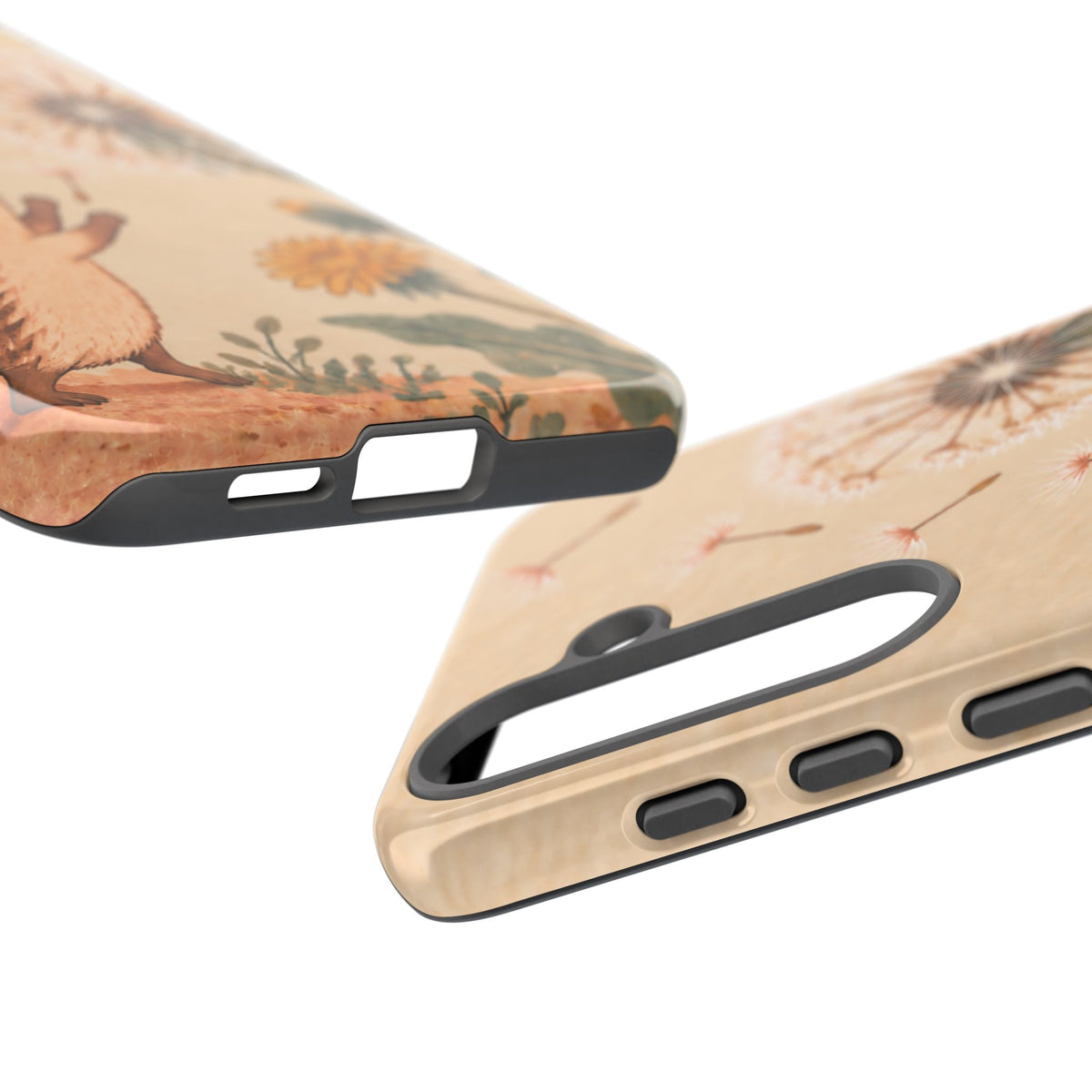 Whimsical Cream Hedgehog and Dandelion Phone Case - White Phone Case