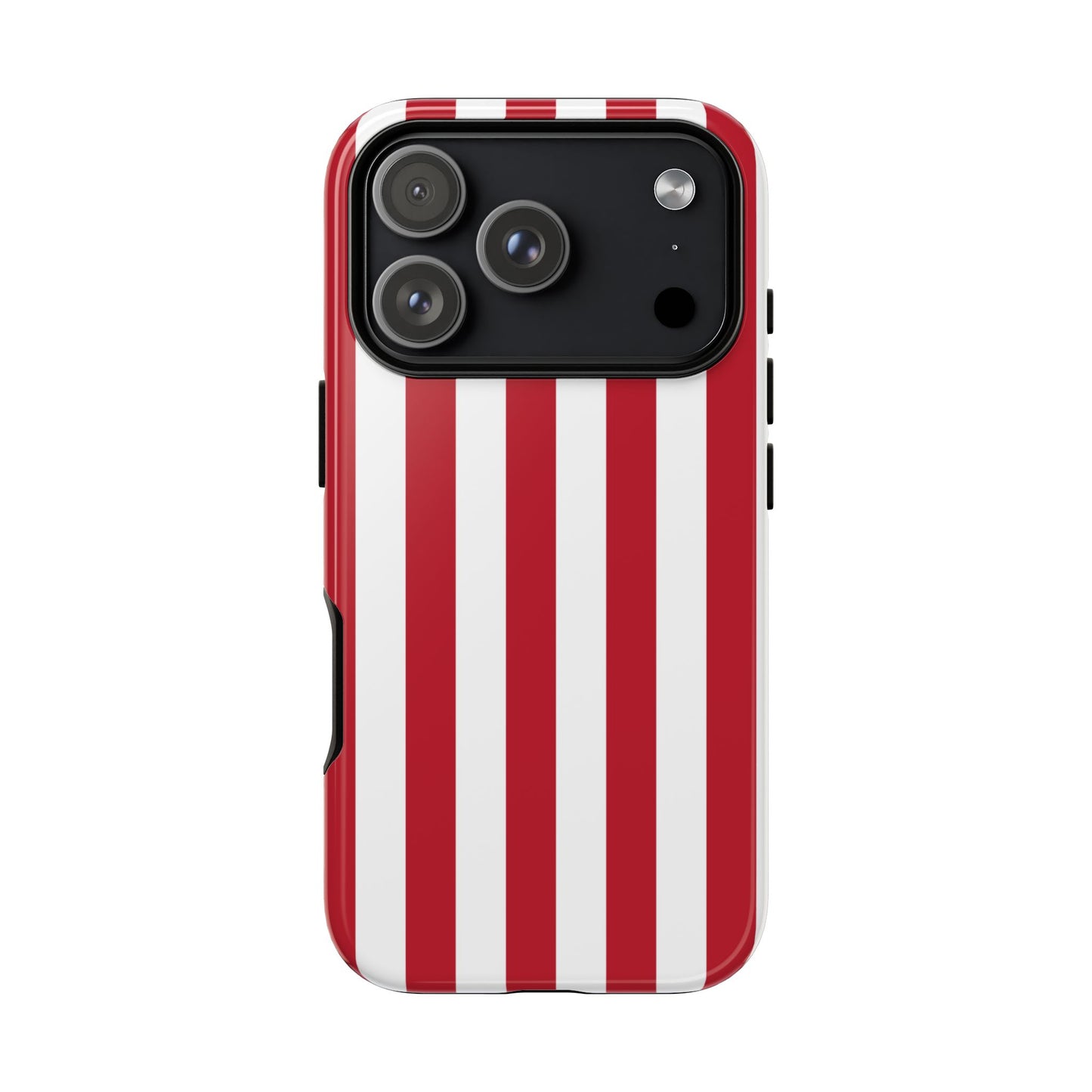 iPhone 17 Pro / Glossy Phone Case - Simple Dark Pink & White Stripe Pattern Phone Case