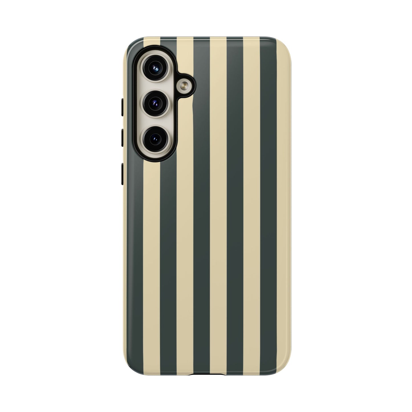 Samsung Galaxy S24 Plus / Glossy Phone Case - ’Green & Beige Stripe Pattern’ Phone Case