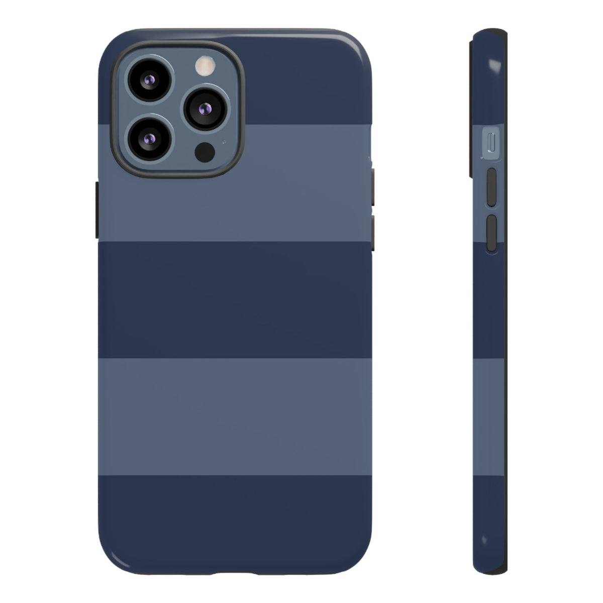Dark Blue Horizontal Stripe Pattern Phone Case - Blue Phone Case - iPhone 13 Pro Max / Glossy