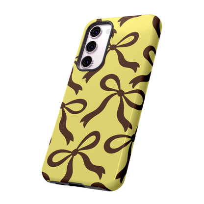 Bold Butter Yellow and Chocolate Brown Bow Pattern Phone Case - Yellow Phone Case