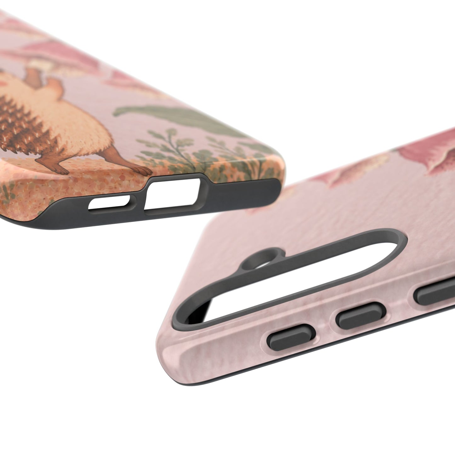 Whimsical Blush Pink Hedgehog and Foxglove Phone Case - Pink Phone Case