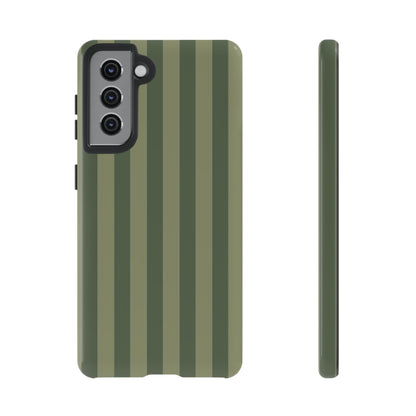 Samsung Galaxy S21 / Glossy Phone Case - ’Green Stripe Pattern’ Phone Case
