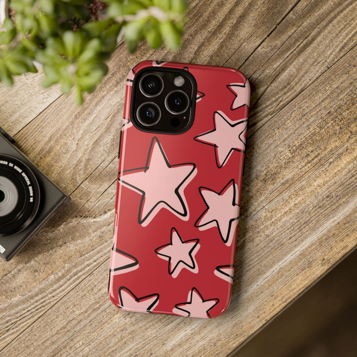 Cherry Red Doodle Star Phone Case