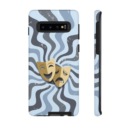 Comedy & Tragedy Masks – Blue Minimal Retro Wave Phone Case - Blue Phone Case
