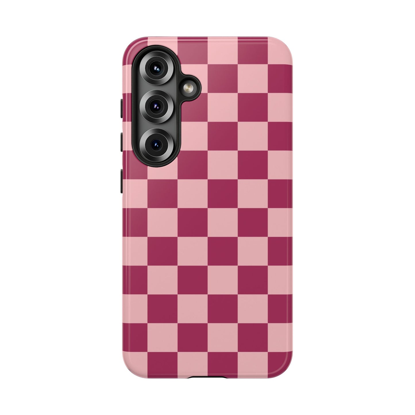 Samsung Galaxy S25 / Glossy Phone Case - ’Pink Checkered Pattern’ Phone Case