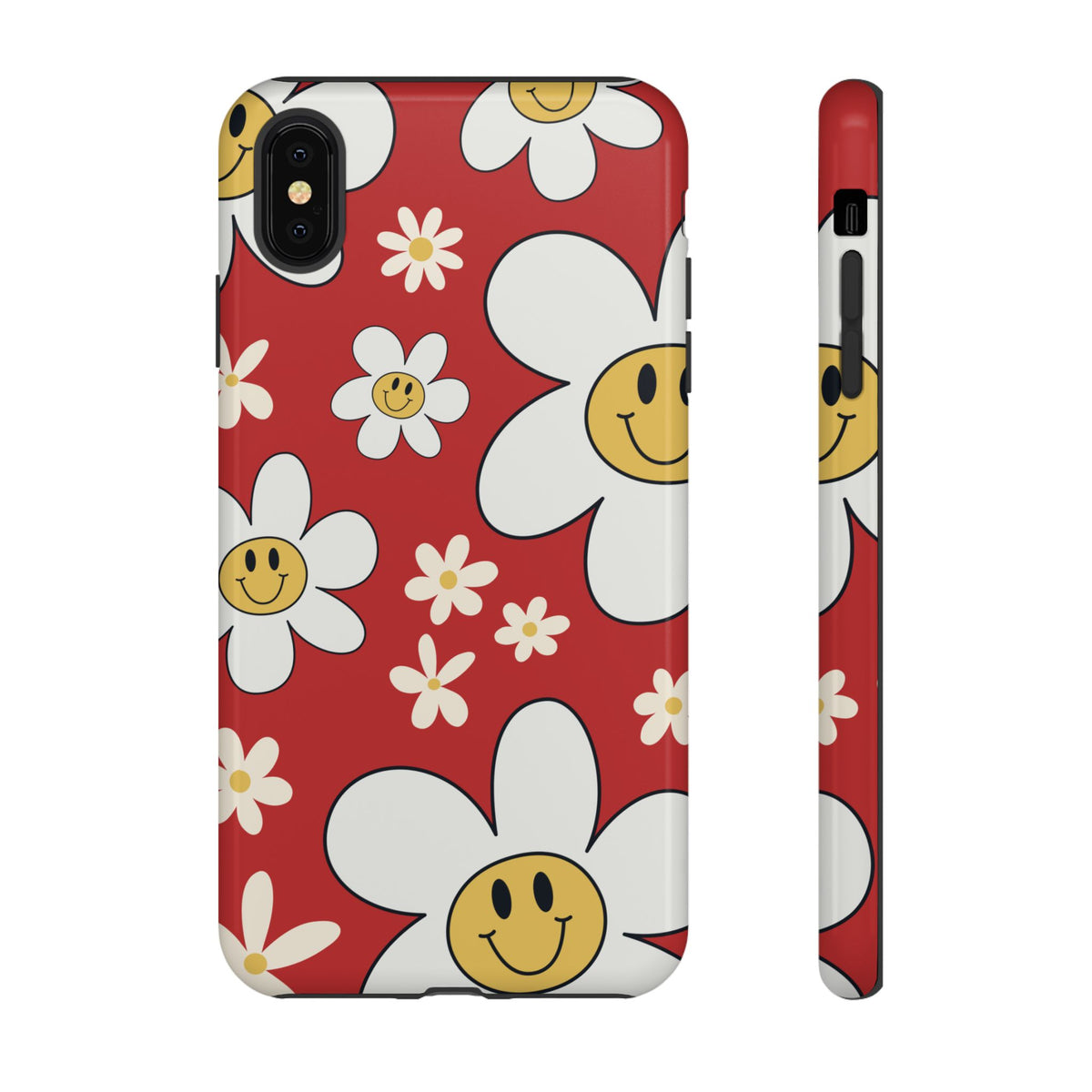 Fun Retro Daisy Pattern with Red Background Phone Case - Red Phone Case - iPhone XS MAX / Glossy