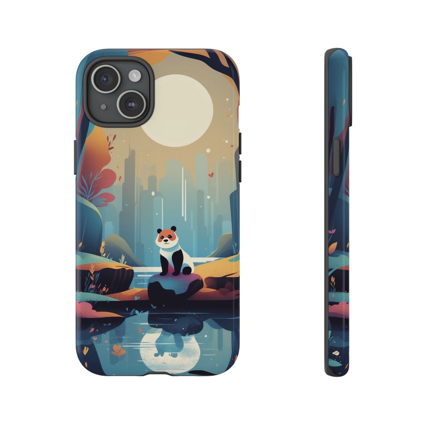 iPhone 15 Plus / Glossy Phone Case - Stylised Panda Design Phone Case