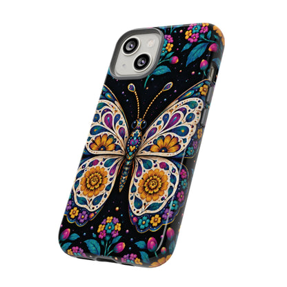 Vibrant Purple and Teal Calavera Butterfly Phone Case - Multicolor Phone Case