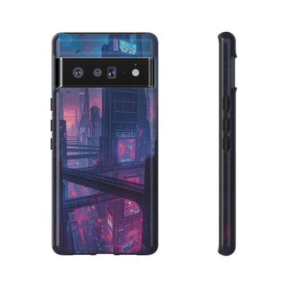 Neon Cyberpunk Megacity Sci-fi Phone Case - Blue Phone Case - Google Pixel 6 Pro / Glossy