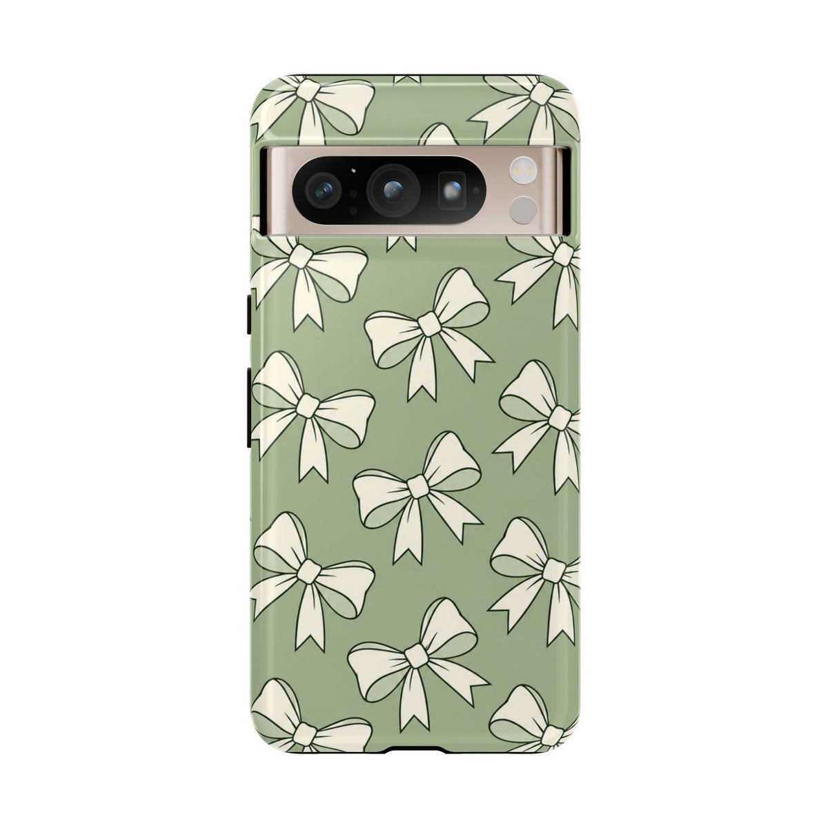 Chic Sage Green Bow Pattern Phone Case