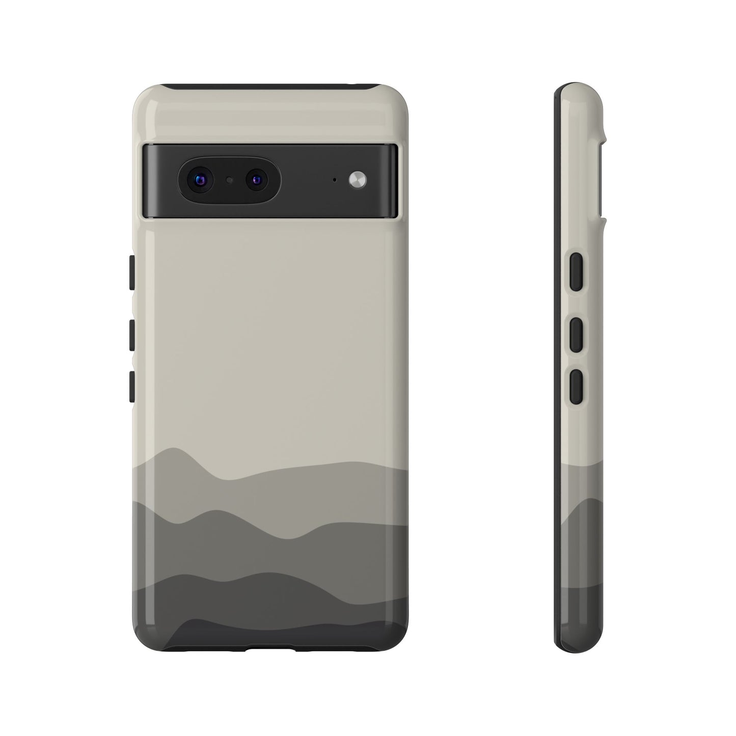 Ivory Abstract Waves Protective Phone Case - White Phone Case - Google Pixel 7 / Glossy