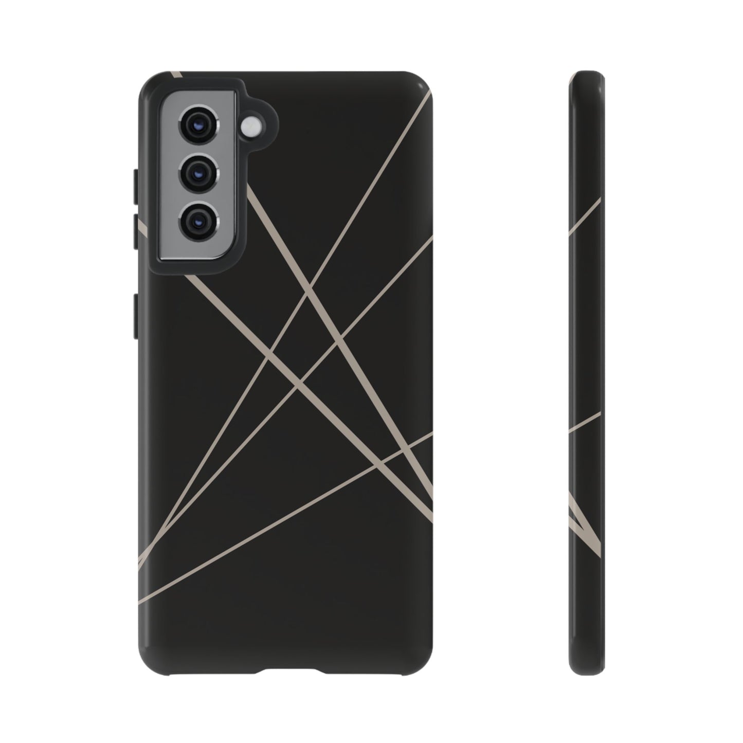Samsung Galaxy S21 / Glossy Phone Case - Abstract Black with Grey Lines Phone Case