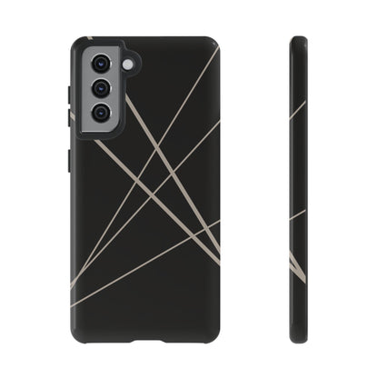 Samsung Galaxy S21 / Glossy Phone Case - Abstract Black with Grey Lines Phone Case