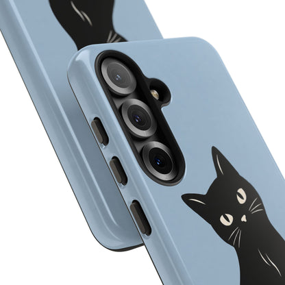 Minimalist Powder Blue & Black Cat Phone Case