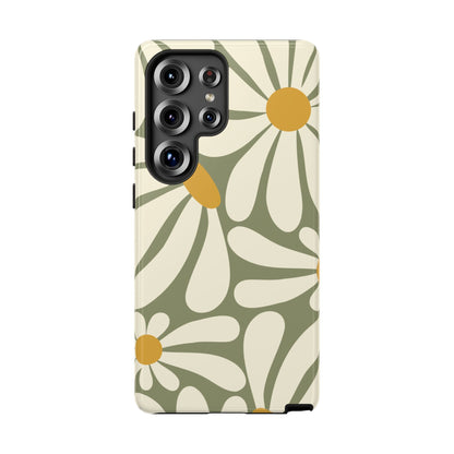 Retro Green Daisy Pattern #1 Phone Case - Green Phone Case - Samsung Galaxy S25 Ultra / Glossy