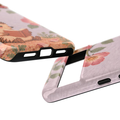Whimsical Lilac Hedgehog and Wild Rose Phone Case - Purple Phone Case