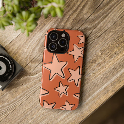Burnt Orange Doodle Star Phone Case
