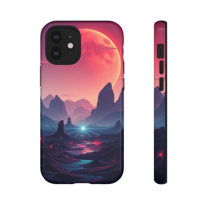 iPhone 12 Mini / Glossy Phone Case - Alien Moon Landscape Design Phone Case
