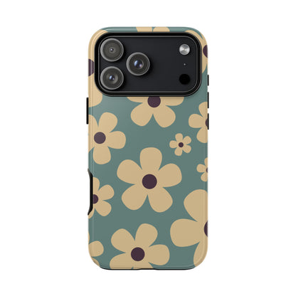 iPhone 17 Pro Max / Glossy Phone Case - Cute Blue & Cream Daisy Pattern Phone Case