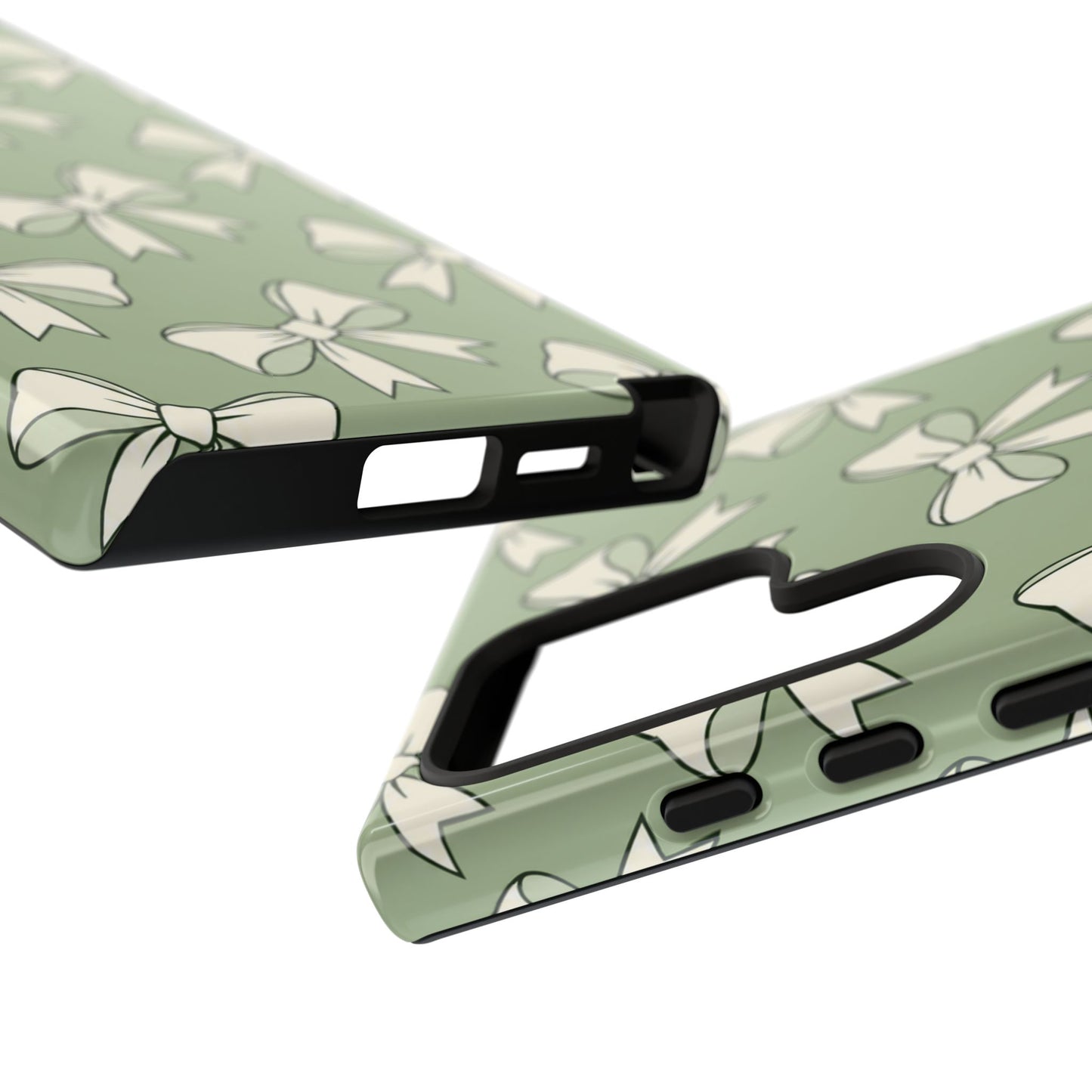 Chic Sage Green Bow Pattern Phone Case