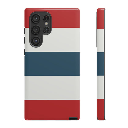 Samsung Galaxy S22 Ultra / Glossy Phone Case - Red White & Blue Horizontal Stripe Pattern Phone Case