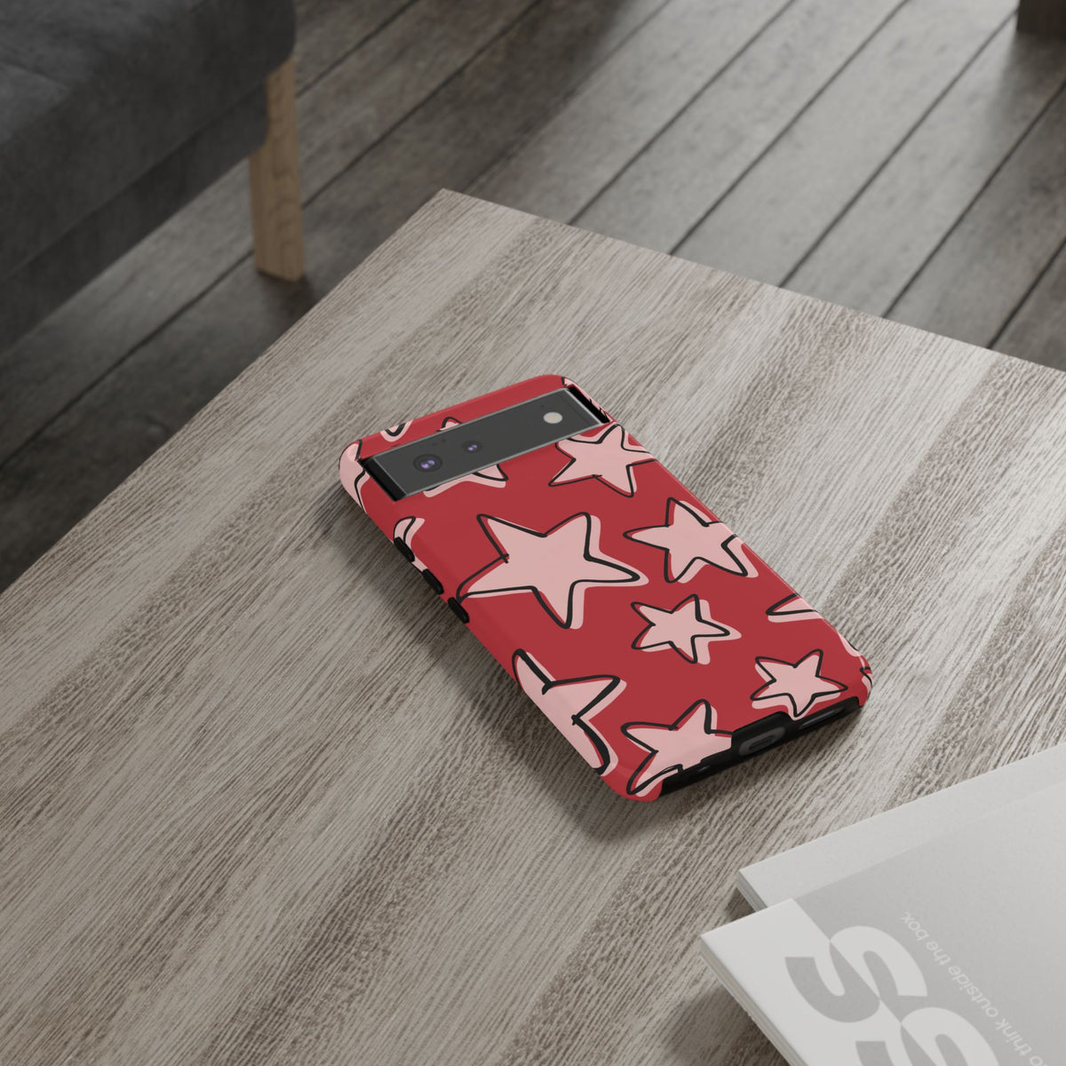 Cherry Red Doodle Star Phone Case