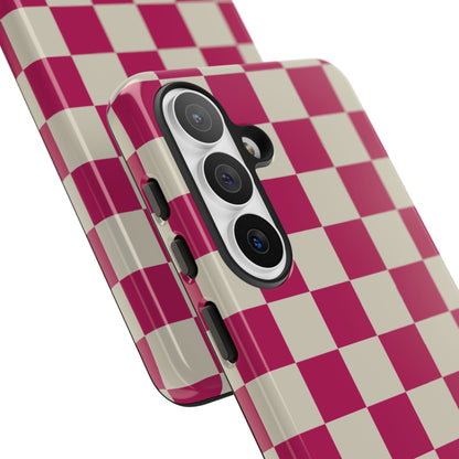 Pink & White Checked Pattern Phone Case - Pink Phone Case