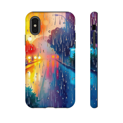 iPhone XS / Glossy Phone Case - Electric Rain Watercolour Design Phone Case