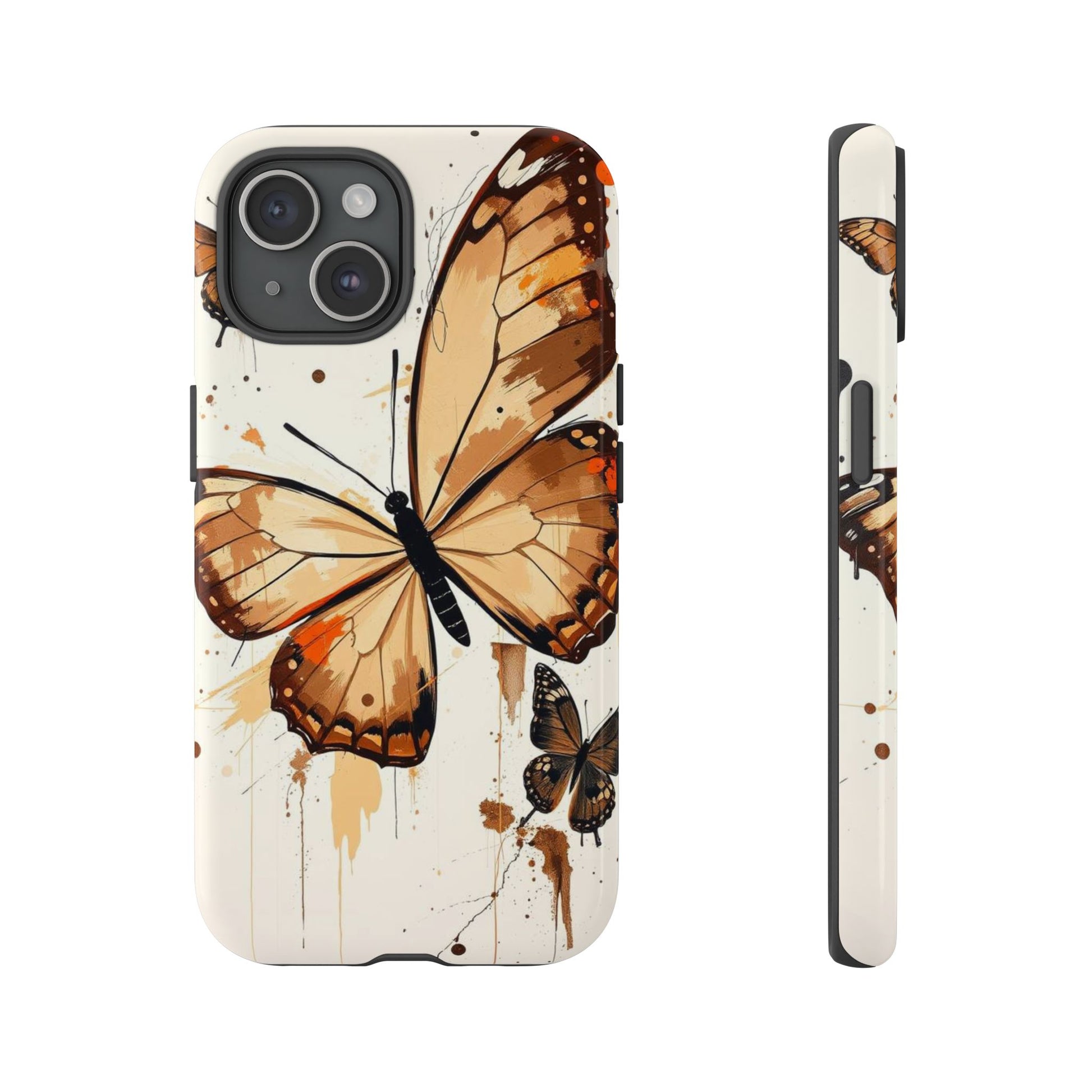 Acrylic Style Butterflies Design Phone Case - Brown Phone Case - iPhone 15 / Glossy