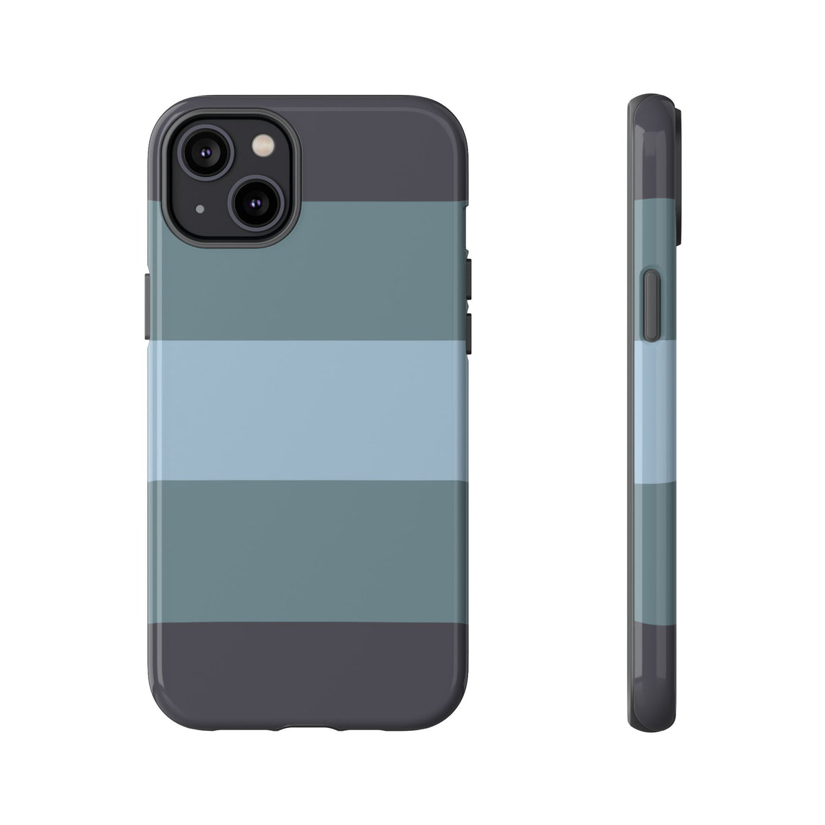 Shades of Blue Horizontal Stripe Pattern Phone Case - Blue Phone Case - iPhone 14 Plus / Glossy