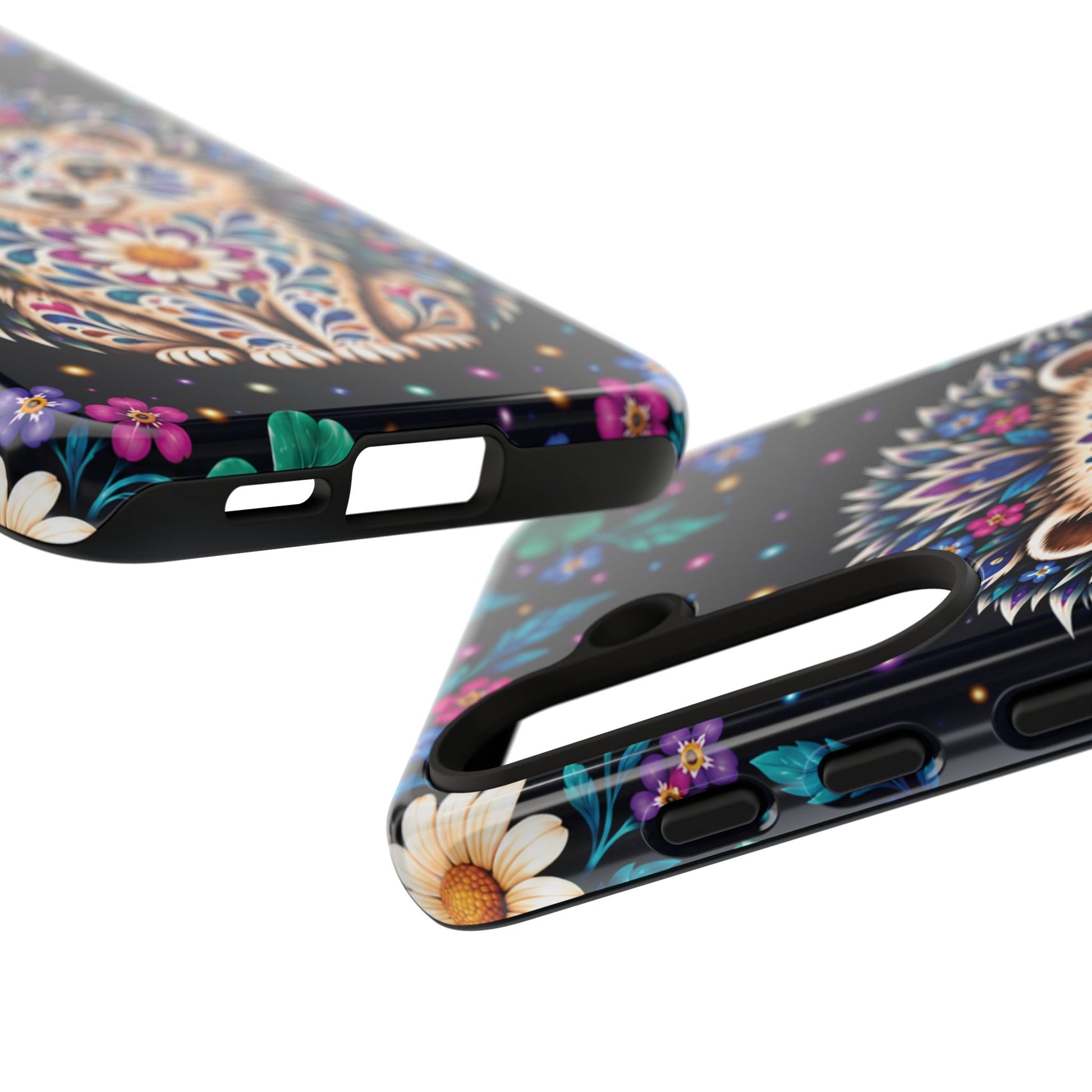 Vibrant Purple and Teal Calavera Hedgehog Phone Case - Multicolor Phone Case