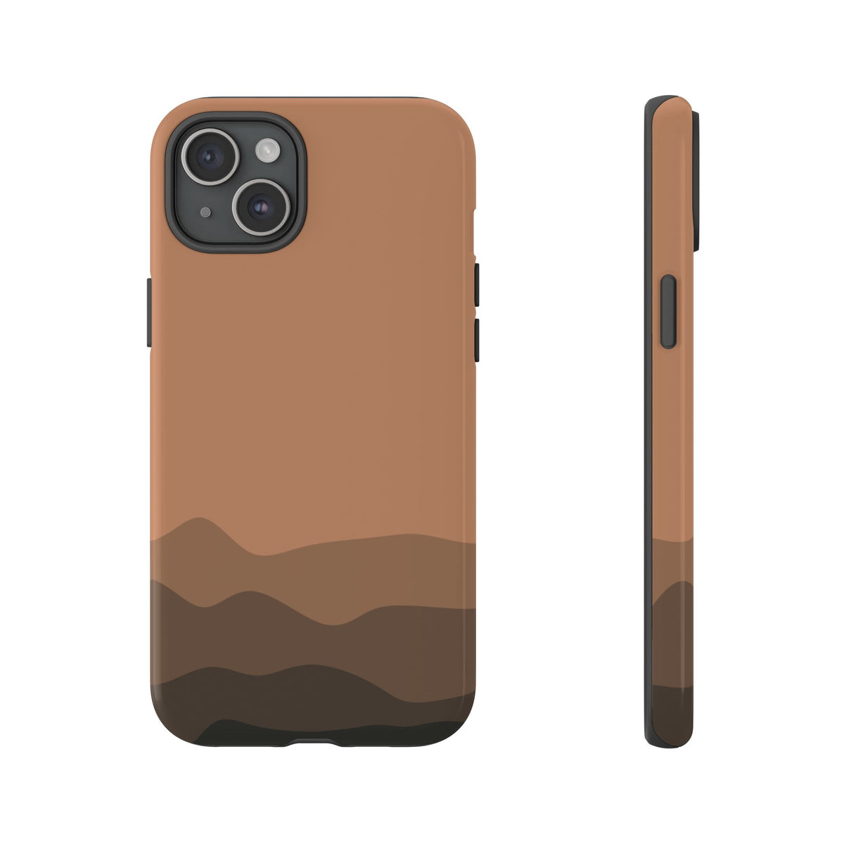 Brown Abstract Waves Protective Phone Case - Brown Phone Case - iPhone 15 Plus / Glossy