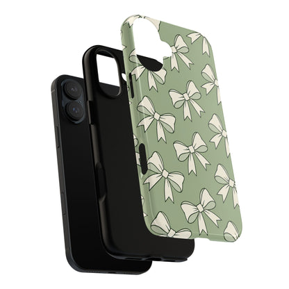 Chic Sage Green Bow Pattern Phone Case