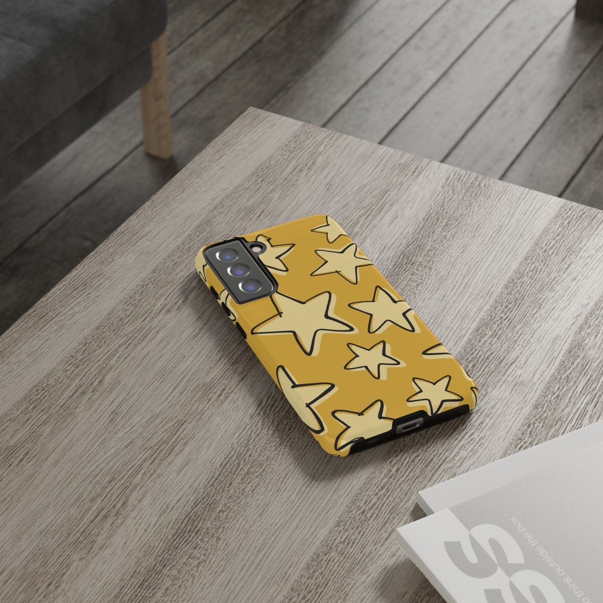 Golden Yellow Doodle Star Phone Case