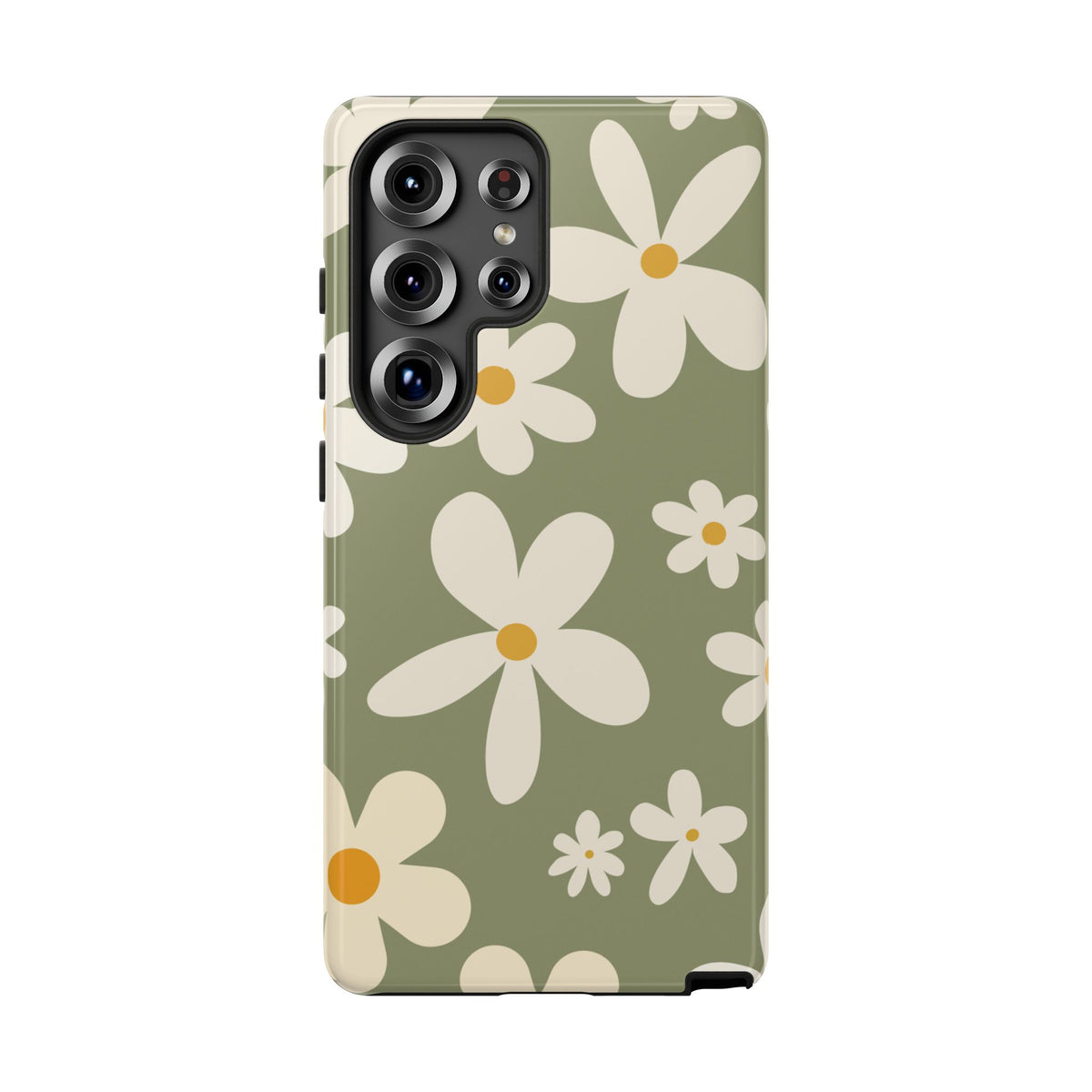 Chic Green Daisy Pattern Phone Case - Green Phone Case - Samsung Galaxy S25 Ultra / Glossy