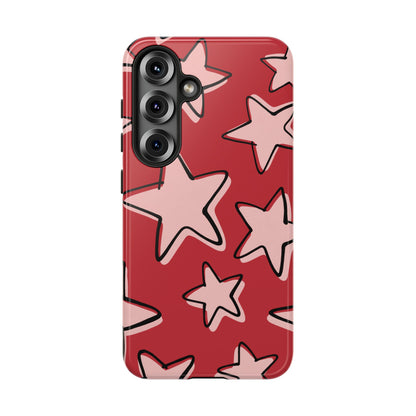 Cherry Red Doodle Star Phone Case