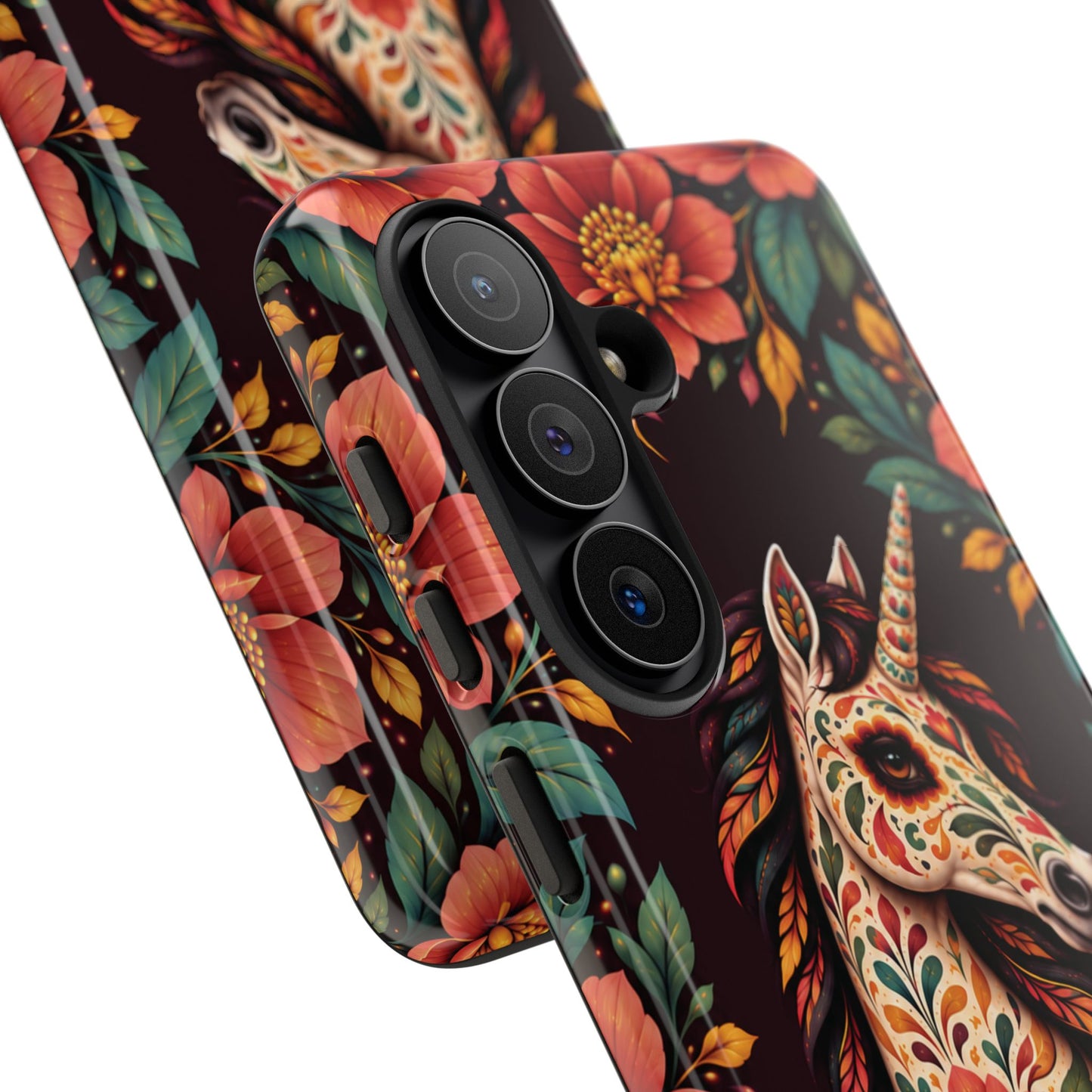 Elegant Terracotta and Teal Calavera Unicorn Phone Case - Phone Case