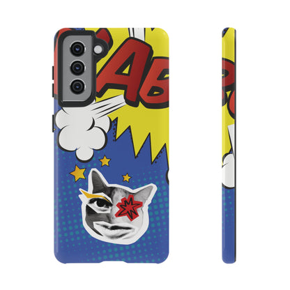 Samsung Galaxy S21 / Glossy Phone Case - Bold Blue Pop Art Cat Phone Case
