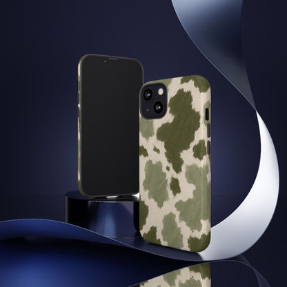 Stylish Olive Green Cow Print Phone Case