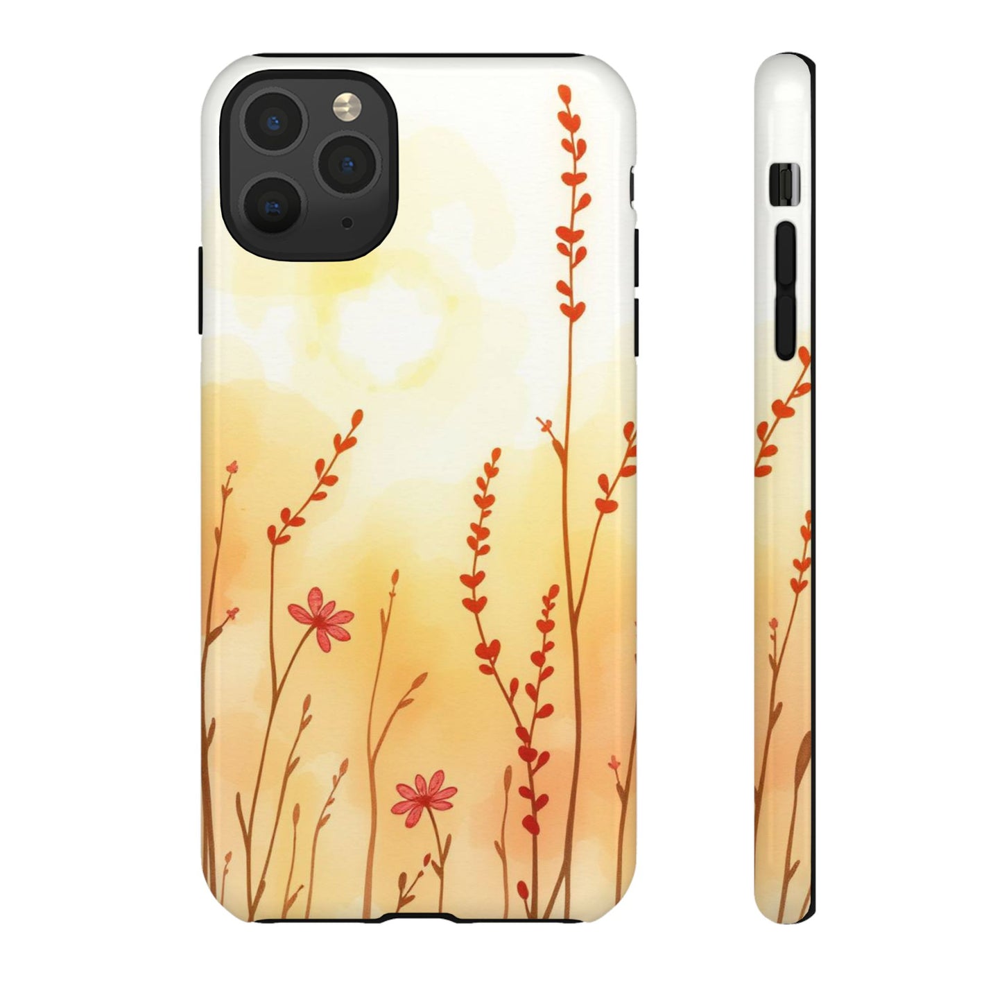 iPhone 11 Pro Max / Glossy Phone Case - Boho Chic Watercolour Wildflower Dusk Pattern Phone Case
